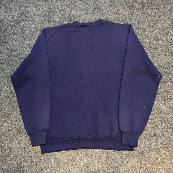 Vintage 70s Navy Blue Russell Athletic Blank Sweatshirt Distressed Paint USA - Picture 2 of 10